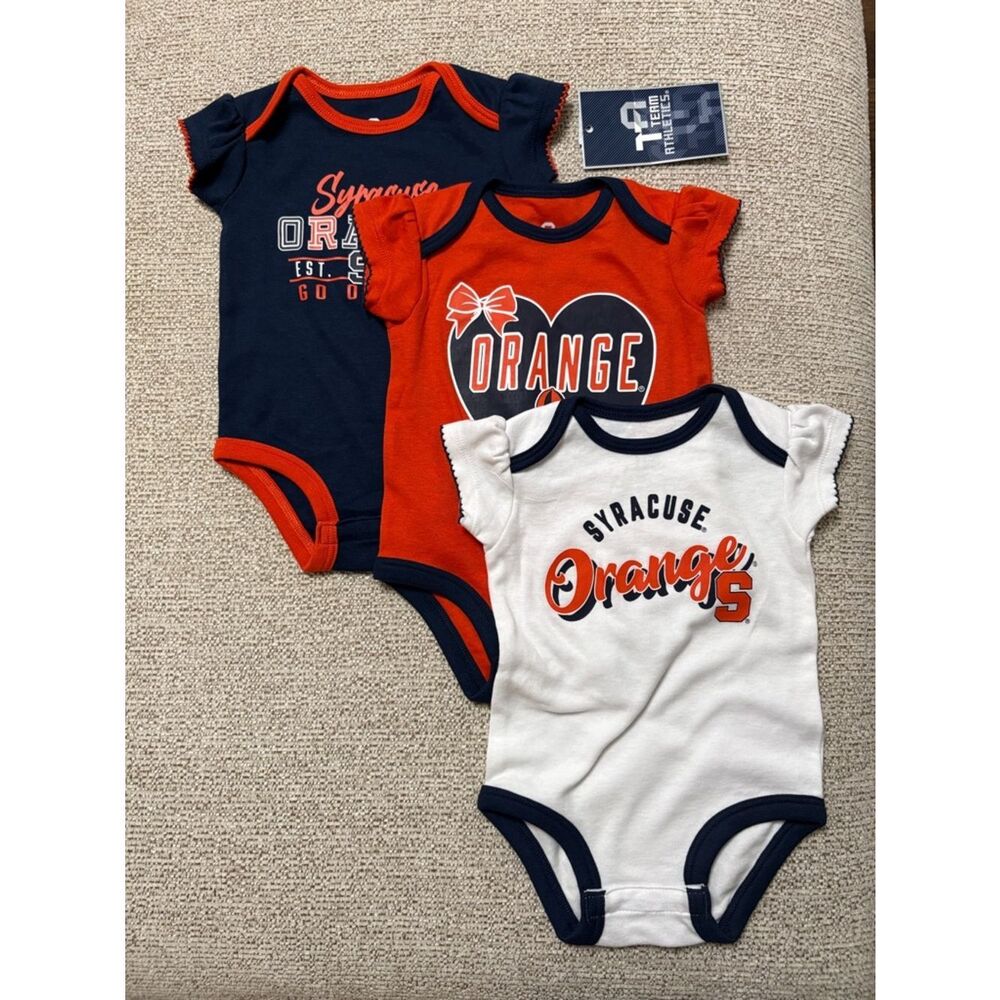 NWT Syracuse Orange Infant One-Piece Bodysuit Set - Navy, Orange, White Girls